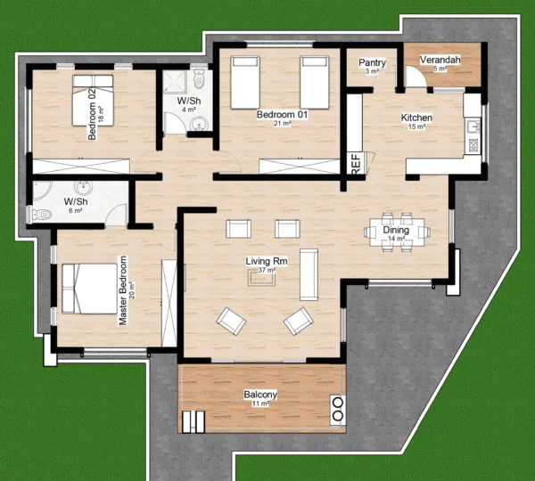 B002-Simple 3 Bedroomed Bungalow - Image 5